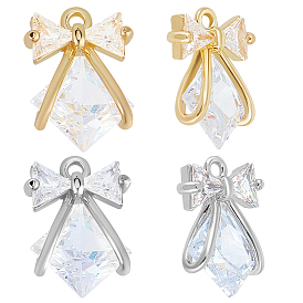 12шт. 2 цвета латунь с подвесками из прозрачного кубического циркония, бантом