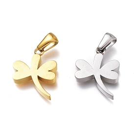 Ion Plating(IP) 304 Stainless Steel Pendants, Manual Polishing, Dragonfly