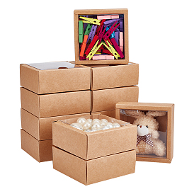 Складные квадратные подарочные коробки для хранения бумаги, бумажные упаковочные ящики, с видимым окном из ПВХ