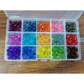 450Stk. 15 Farben transparente Acrylperlen, facettiert, Runde