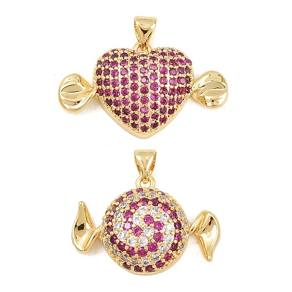 Латунные микро проложить кубического циркония подвески, конфетная тематика, долговечный, стойки покрытие, без свинца и без кадмия, реальный 18 k позолоченный