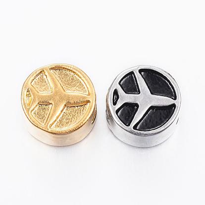 Ионное покрытие (ip) 304 нержавеющая сталь европейские бусины настройки эмали, бусины с большим отверстием, плоский круглый с плоскостью