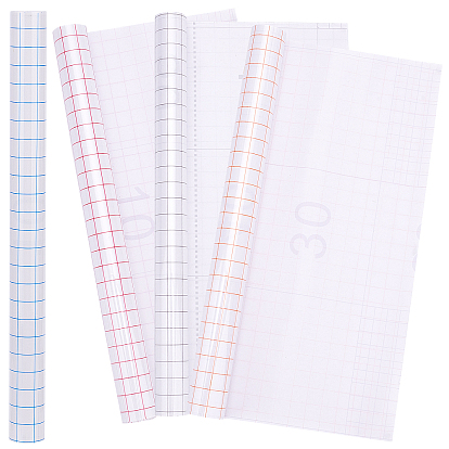 4 Sheets 4 Colors PVC Clear Self-adhesive Transfer Film, Rectangle with Tartan Pattern