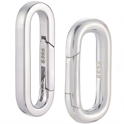 2 шт. 2 стили 925 кольца с пружинным затвором из стерлингового серебра, овальные