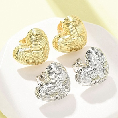 Плетеные серьги-гвоздики в форме сердца из латуни, без кадмия и без свинца, стойки покрытие, долговечный