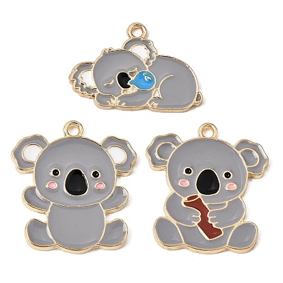 Alloy Enamel Pendants, Koala Charms, Golden