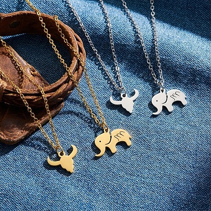 304 Collares con colgantes de animales de acero inoxidable unisex