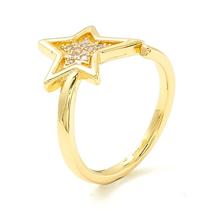 Clear Cubic Zirconia Star Open Cuff Ring for Women, Cadmium Free & Lead Free