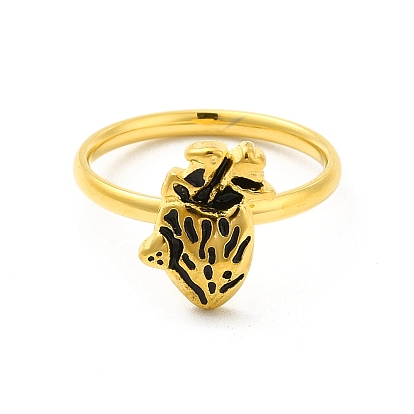 Corazón 304 anillos de dedo de acero inoxidable para mujer
