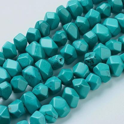 Natural Magnesite Beads Strands, Dyed, Faceted, Nuggets
