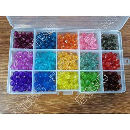 450Stk. 15 Farben transparente Acrylperlen, facettiert, Runde
