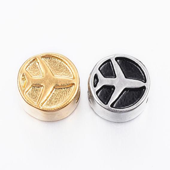 Ионное покрытие (ip) 304 нержавеющая сталь европейские бусины настройки эмали, бусины с большим отверстием, плоский круглый с плоскостью