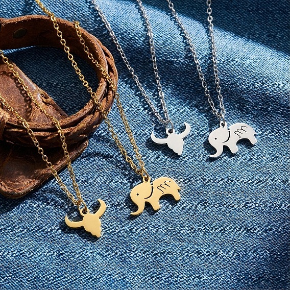 304 Colliers pendentifs animaux en acier inoxydable pour hommes