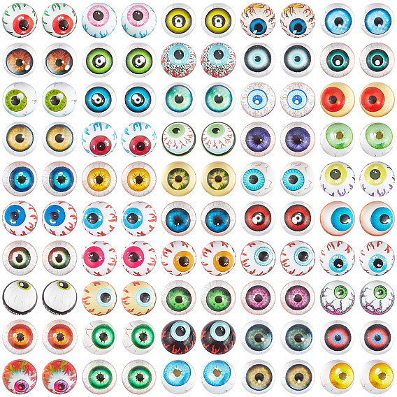 100 стеклянные кабошоны шт., плоские круглые с глаз
