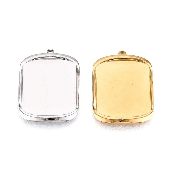 304 Настройки кабошон из нержавеющей стали кулон, ионное покрытие (ip), прямоугольные