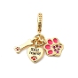 Латунные микропаве камелия кубический цирконий европейские подвески, с разноцветной эмалью,, Подвески с большими отверстиями, без кадмия и без свинца, кость, сердце и отпечаток лапы