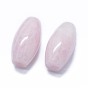 Natural Rose Quartz Two Half Drilled Holes Beads, Oval