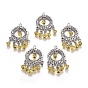 Alloy Pendants, with Faceted Glass Rondelle Beads, Ring, Antique Silver