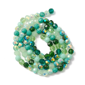 Electroplate Glass Beads Strands, Faceted(32 Facets), Half AB Color Plated, Round