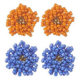 Boucles d'oreilles à tiges de fleurs en perles de verre tressées, or 304 bijoux en acier inoxydable pour femmes