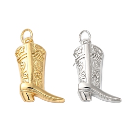 Rack Plating Brass Pendants, Cadmium Free & Lead Free, Long-Lasting Plated, Boot Charms