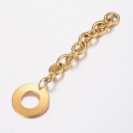 304 Stainless Steel Chain Extender, with Ring Charms