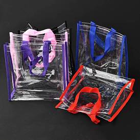 Rectangle Clear PVC Bags, Gift Bags, Shopping Bags, with Ribbon Handles