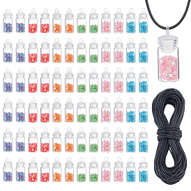 Наборы для изготовления подвесок и ожерелий из вощеного полиэстерного шнура и стеклянных бутылочек для загадывания желаний своими руками.