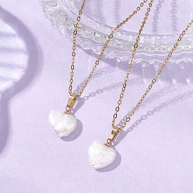 Подвеска в форме сердца из натурального жемчужины кеши в стиле барокко 304 цепочка из нержавеющей стали для женщин, белые