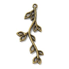 Tibetan Style Alloy Pendants, Leafy Branch and Leaves, Cadmium Free & Lead Free, 43x17x2.5mm, Hole: 1.5mm, about 530pcs/1000g