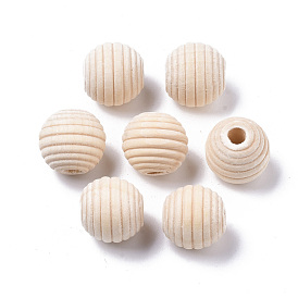 Unfinished Natural Wood Beads, Beehive Beads, Bleach, Undyed, Round