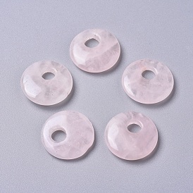 Natural Rose Quartz Pendants, Flat Round