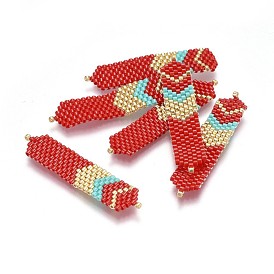 Handmade Japanese Seed Beads Links, with Japan Import Thread, Loom Pattern, Rectangle