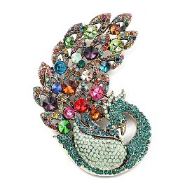 Брошь павлин из сплава со стразами для рюкзака