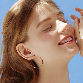 Серьги-кольца ручной работы из стеклянного бисера., С 304 результатами из нержавеющей стали, золотые