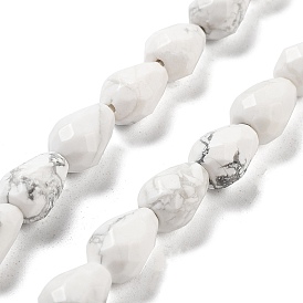 Natural Howlite Beads Strands, Faceted Teardrop