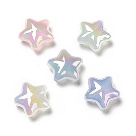 UV Plating Rainbow Iridescent Imitation Jelly Acrylic Beads, Star