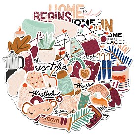 Autumn Daily Theme Colorful Self-Adhesive Picture Stickers, Vinyl Waterproof Decals, for Water Bottles Laptop Phone Skateboard Decoration