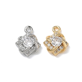 Латунные микропаве прозрачные кубические циркониевые подвески, ромб с подвесками из витых лент