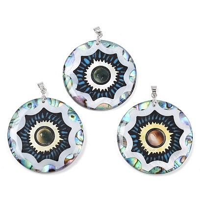 Подвески для глаз из натуральных черных ракушек-губ, ракушек пауа, белых и желтых ракушек, с латунной поручительств, стойки покрытие, платина