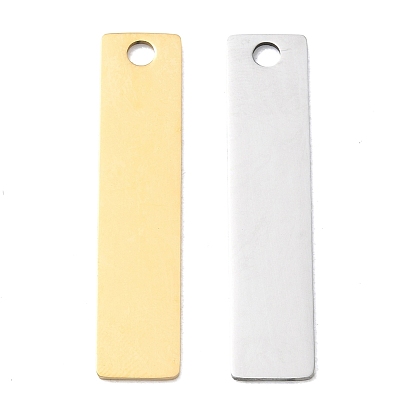 Pendentifs en acier inoxydable, charme rectangle, estampillage d'une étiquette vierge, placage ionique (ip)