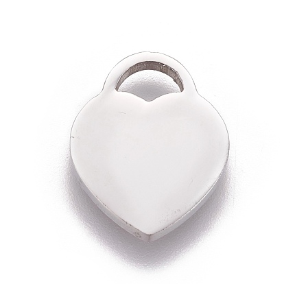 304 pendentifs d'étiquettes vierges en acier inoxydable, verrouillage de coeur