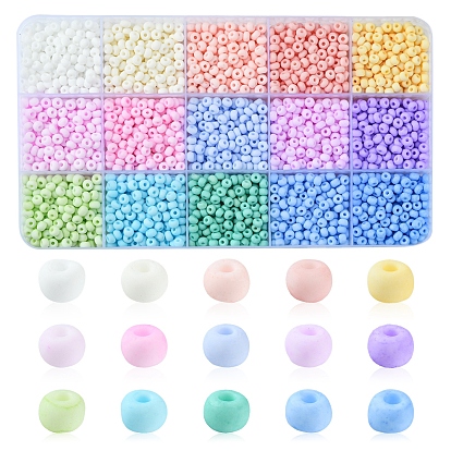 2250 pcs 15 couleurs 6/0 perles de rocaille en verre, couleur macaron, trou rond, ronde