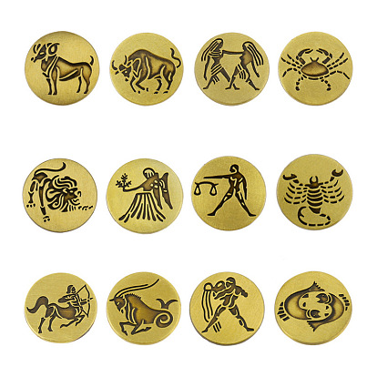 Zinc Alloy Constellations Badge for Men Women, Antique Bronze