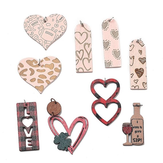 Печатные подвески дерева, с железным кольцом, коллекция ко дню святого валентина