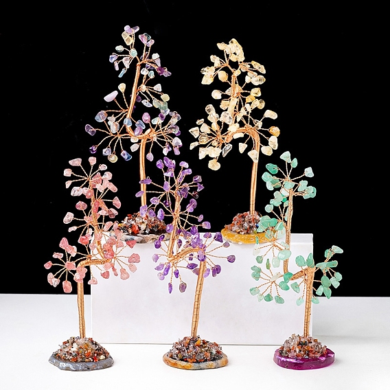 Украшения из натуральных и синтетических драгоценных камней дерево жизни, Агатовая основа с медной проволокой, энергетический камень по фен-шуй, подарок для домашнего офиса, рабочего стола