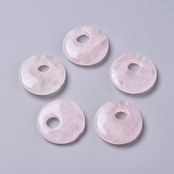 Natural Rose Quartz Pendants, Flat Round