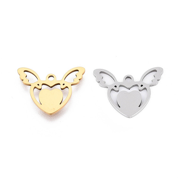 201 подвески из нержавеющей стали, сердце с крыла прелести, лазерная резка