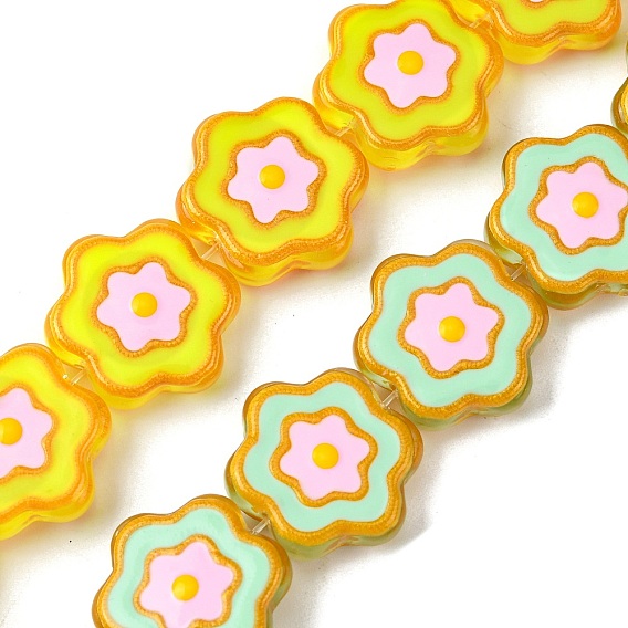 Стеклянные бусины, бусины ручной работы, с эмалью, цветок