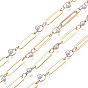 Brass Paperclip Chains, Nickel Free, with ABS Plastic Pearl, Unwelded